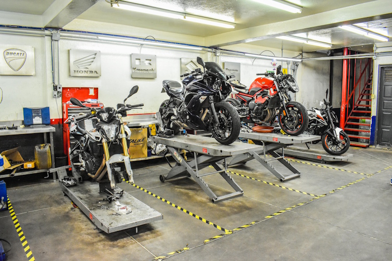 Motorcycle repair workshop